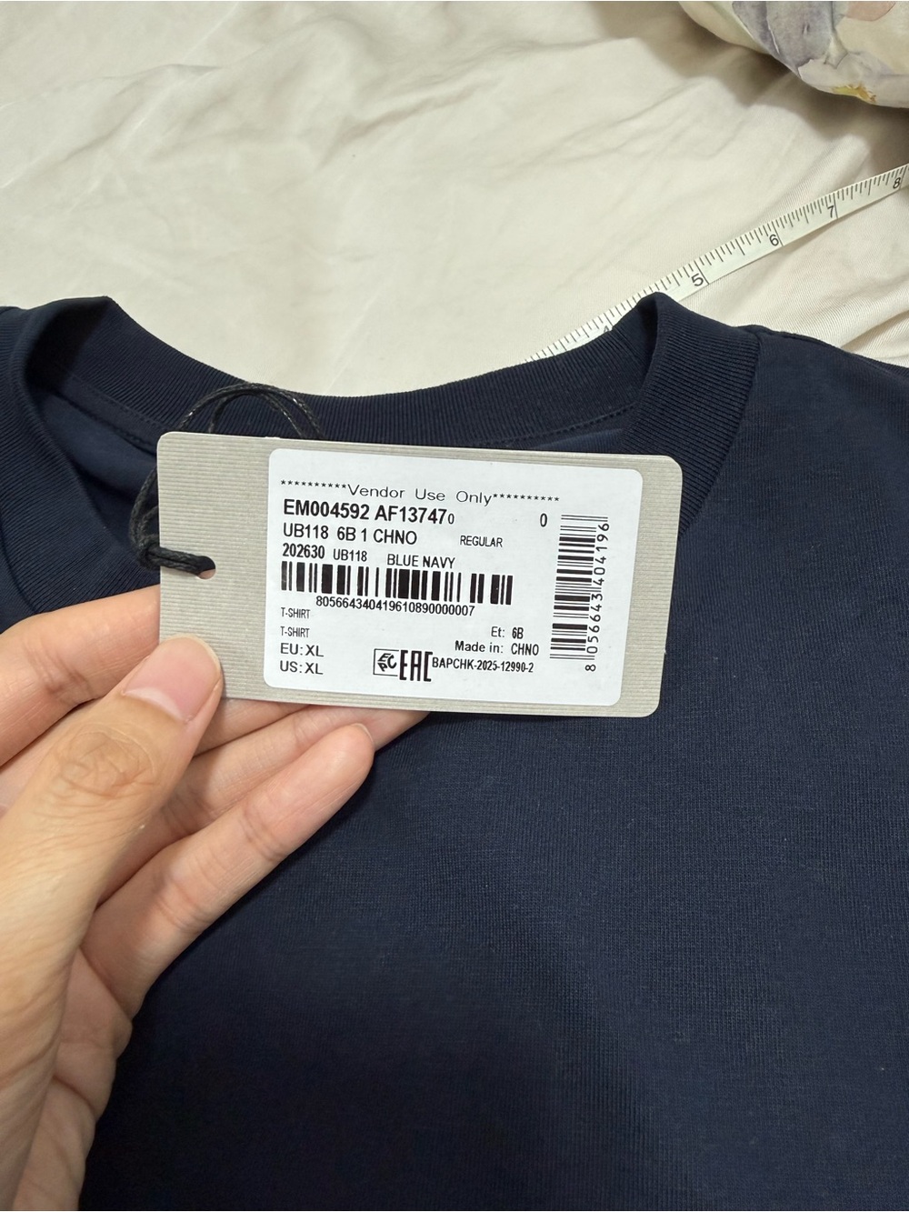 Emporio Armani Men's Crew Neck T-Shirt in Navy Blue - Picture 2 of 7